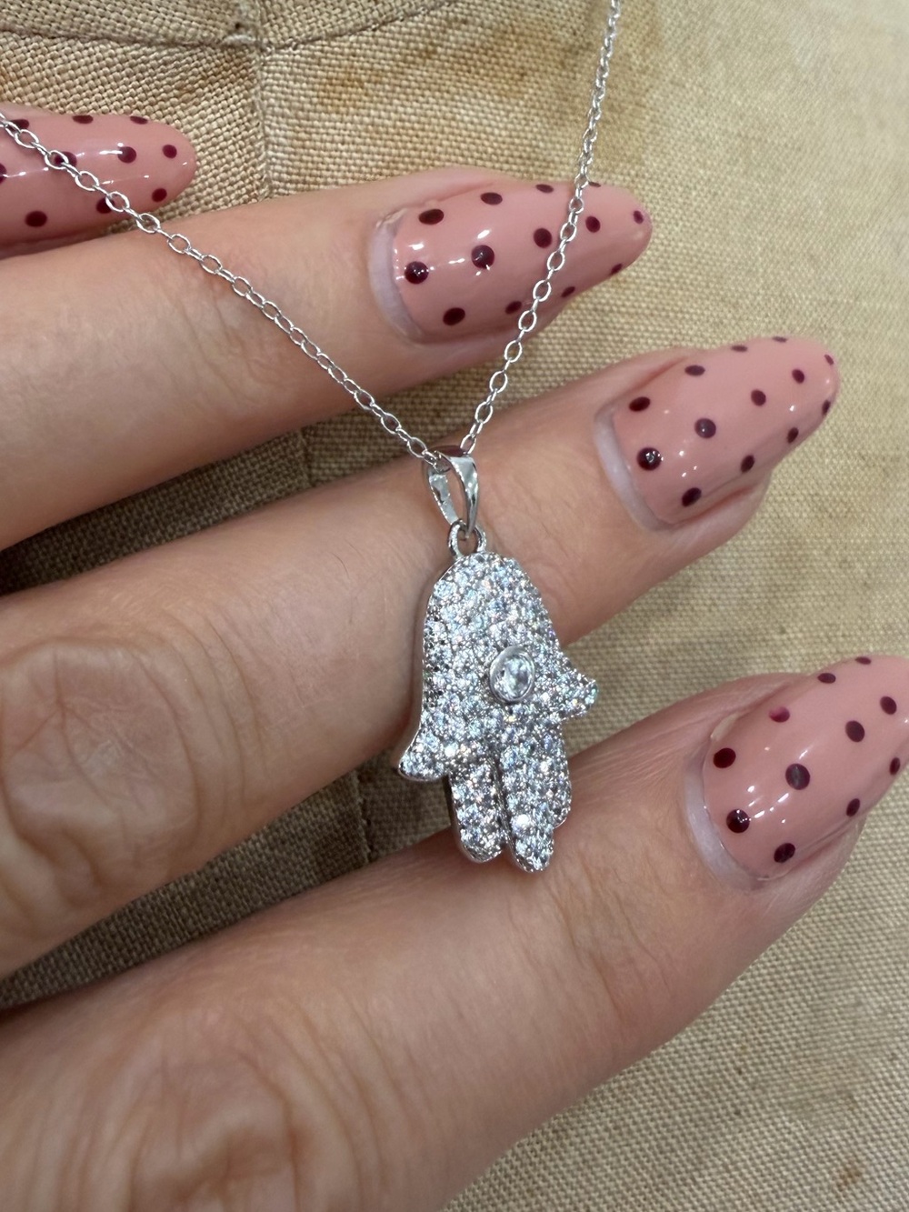 Sparkling Sterling Silver Hamsa Pendant Necklace - Timeless Protection